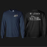 Two long-sleeve motorcycle shirts, one navy, and one black.