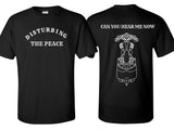 Front and back view of the black Disturbing the Peace T-Shirt. 