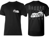 Front and back view of a black Bagger Pride shirt. 