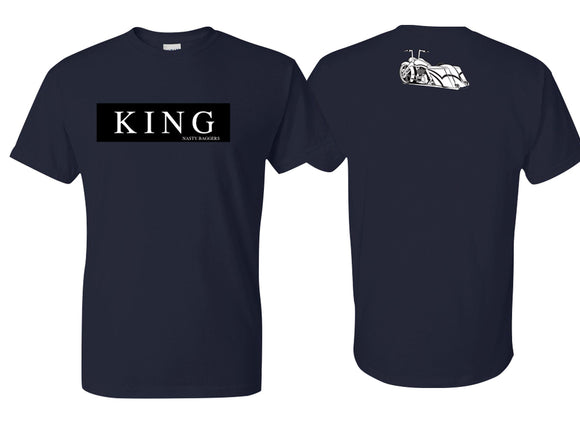 Front and back view of the King Logo (King Edition) T-Shirt in black. 