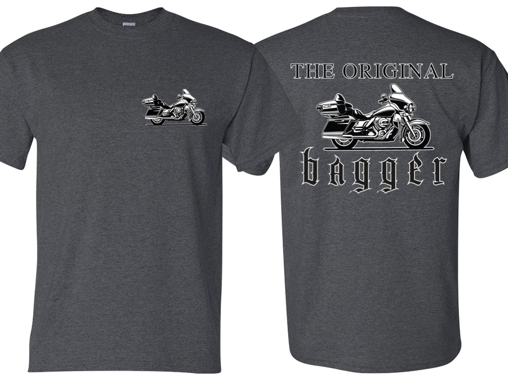 Front and back view of the gray The Original Baggers (Electra Edition) Shirt. 