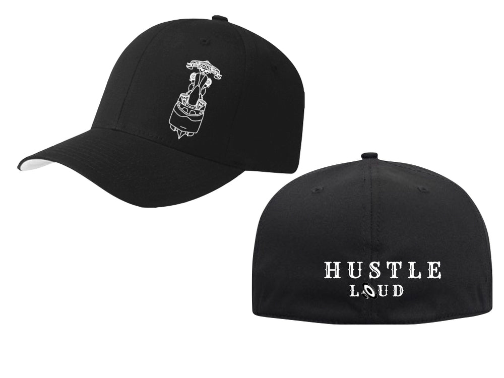 Front and back view of the Hustle Loud Hat. 