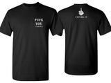 Front and back view of the F.U. Corona T-Shirt. 