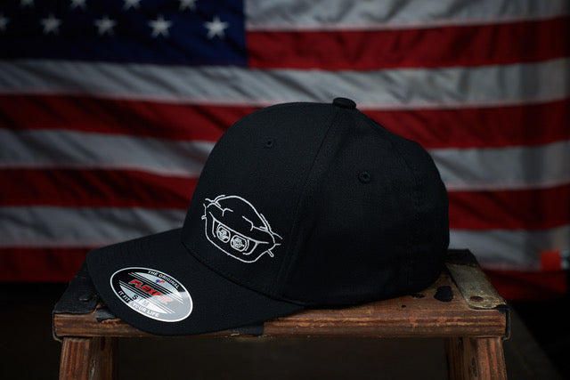 Black hat with shark design logo