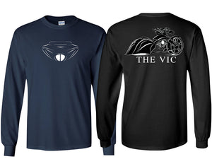 Front and back view of the black Vic (Cross Country Edition) T-Shirt. 